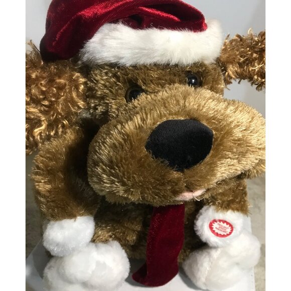 Dan Dee Holiday Plush Singing Dog With Santa Hat & Scarf - Picture 2 of 11